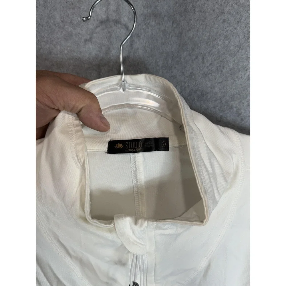 Studio by Energy Zone Jacket Womens 2XL White Full Zip Lightweight Activewear